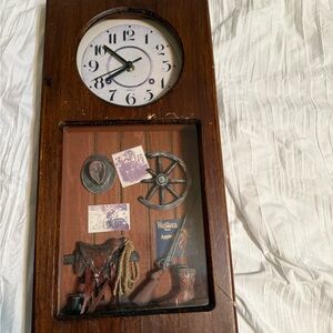 Rustic Brown Wall Clock with Western Decor